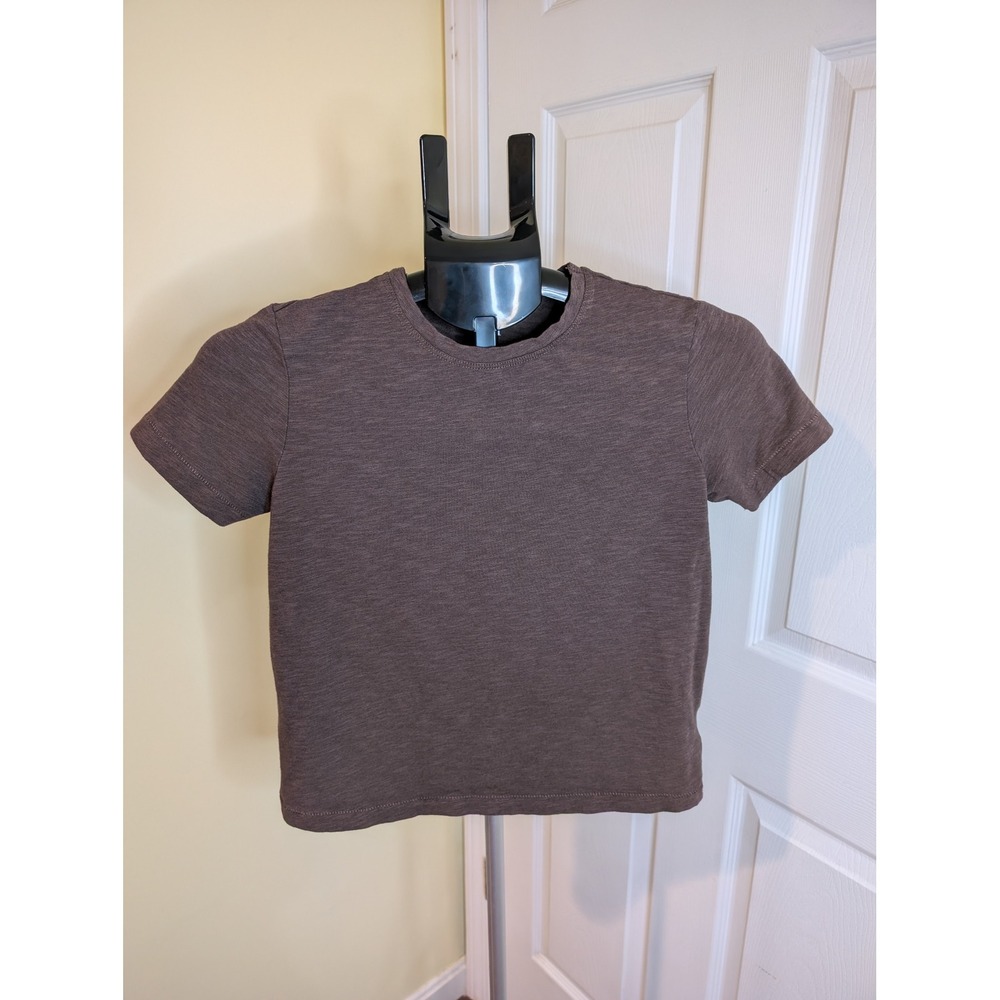 Wilt T-Shirt Brown Slub Knit Cotton Modal Crew Neck Tee Made In Peru - Size XS